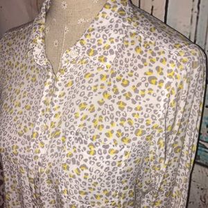 KENAR~Leopard Print Button Down Shirt~L